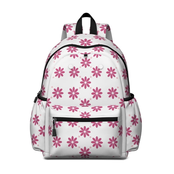 Pioneer Flower Floral Print Pattern Cute School Backpack with Padded Back and Adjustable Shoulder Straps 13.4"x11"x4.7"