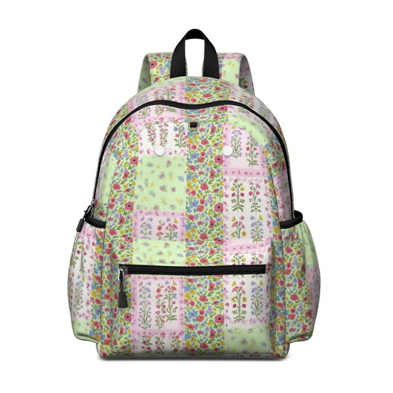 Pioneer Flower Floral Print Pattern Cute School Backpack with Padded Back and Adjustable Shoulder Straps 13.4"x11"x4.7"