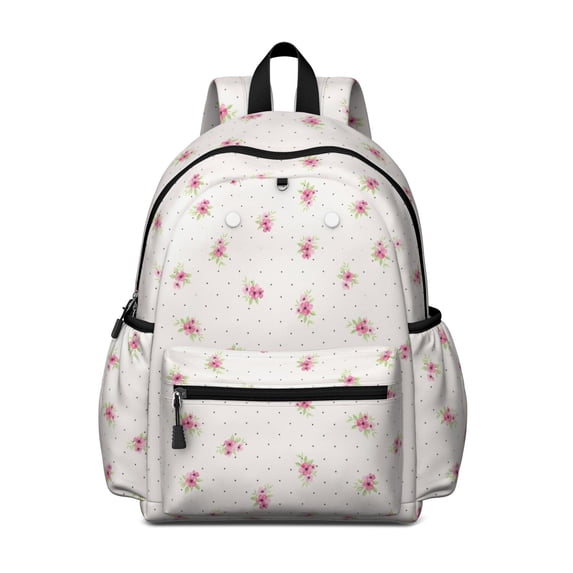 Pioneer Flower Floral Print Pattern Cute School Backpack with Padded Back and Adjustable Shoulder Straps 13.4"x11"x4.7"