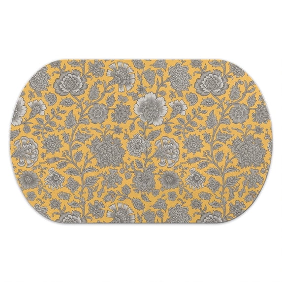 Pioneer Flower Floral Print Pattern Diatomaceous Earth Bath Mat, Non ...