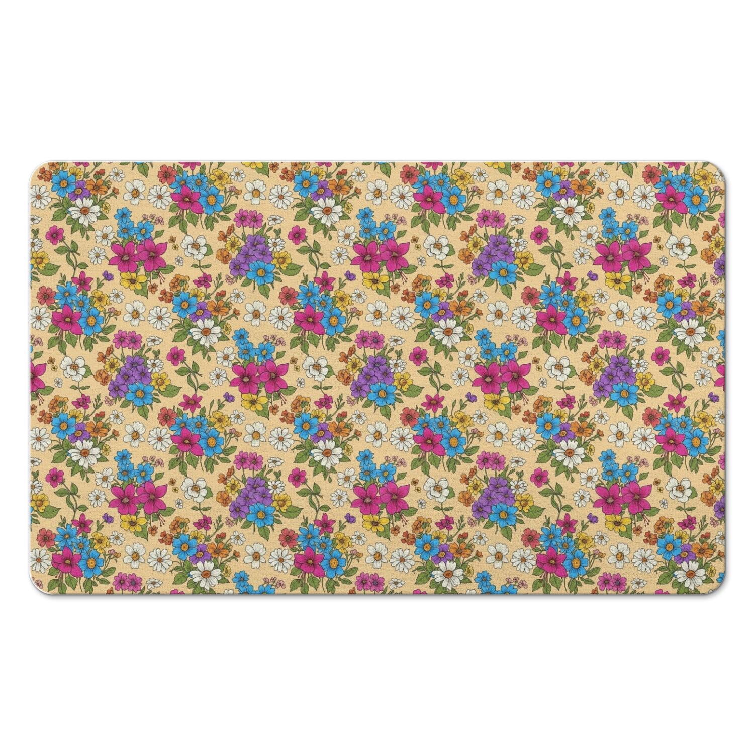 Pioneer Flower Floral Print Pattern Diatomite Bath Mat, Shower Floor ...