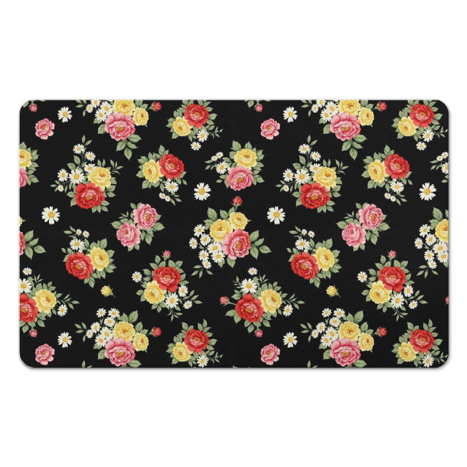 Pioneer Flower Floral Print Pattern Diatomite Bath Mat, Shower Floor ...
