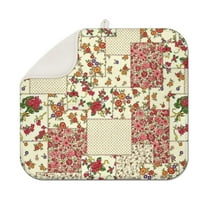 Pioneer Flower Floral Print Pattern Dish Drying Mat for Kitchen 1 Pack, Ultra Absorbent Microfiber Dishes Drainer Mats,16"x18"