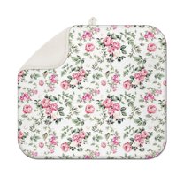 Pioneer Flower Floral Print Pattern Dish Drying Mat for Kitchen 1 Pack, Ultra Absorbent Microfiber Dishes Drainer Mats,16"x18"