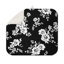 Pioneer Flower Floral Print Pattern Dish Drying Mat for Kitchen 1 Pack, Ultra Absorbent Microfiber Dishes Drainer Mats,16"x18"