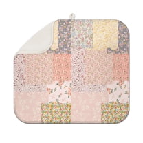 Pioneer Flower Floral Print Pattern Dish Drying Mat for Kitchen 1 Pack, Ultra Absorbent Microfiber Dishes Drainer Mats,16"x18"