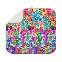 Pioneer Flower Floral Print Pattern Dish Drying Mat for Kitchen 1 Pack, Ultra Absorbent Microfiber Dishes Drainer Mats,16"x18"