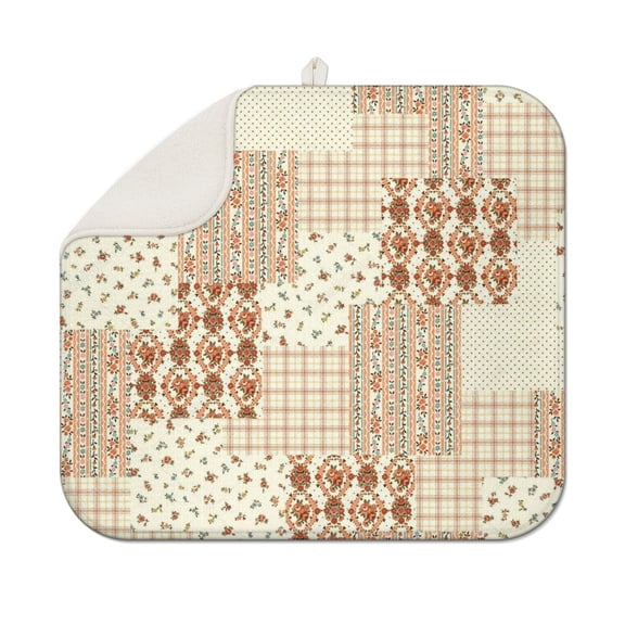 Pioneer Flower Floral Print Pattern Dish Drying Mat for Kitchen 1 Pack, Ultra Absorbent Microfiber Dishes Drainer Mats,16"x18"