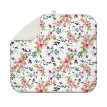 Pioneer Flower Floral Print Pattern Dish Drying Mat for Kitchen 1 Pack, Ultra Absorbent Microfiber Dishes Drainer Mats,16"x18"