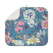 Pioneer Flower Floral Print Pattern Dish Drying Mat for Kitchen 1 Pack, Ultra Absorbent Microfiber Dishes Drainer Mats,16"x18"