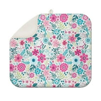 Pioneer Flower Floral Print Pattern Dish Drying Mat for Kitchen 1 Pack, Ultra Absorbent Microfiber Dishes Drainer Mats,16"x18"