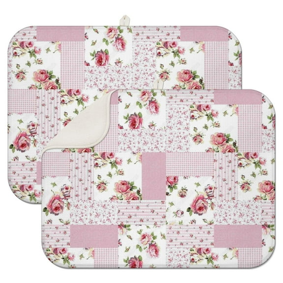 Pioneer Flower Floral Print Pattern Dish Drying Mat for Kitchen 1 Pack, Ultra Absorbent Microfiber Dishes Drainer Mats,18"x24"