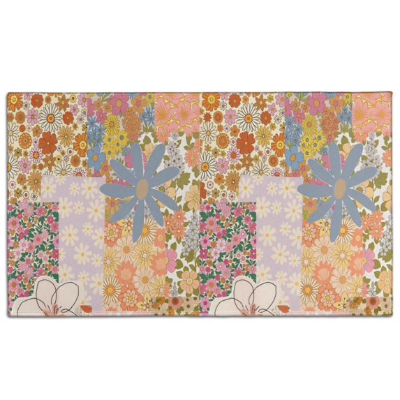 Pioneer Flower Floral Print Pattern Door Rugs,Washable Non Slip Door Mats Indoor,Decorative Door Mats,Entry Mat Indoor for Entrance,Bedroom,Kitchen,Bathroom,17"x30"