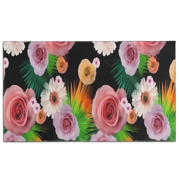 Pioneer Flower Floral Print Pattern Door Rugs,Washable Non Slip Door Mats Indoor,Decorative Door Mats,Entry Mat Indoor for Entrance,Bedroom,Kitchen,Bathroom,17"x30"