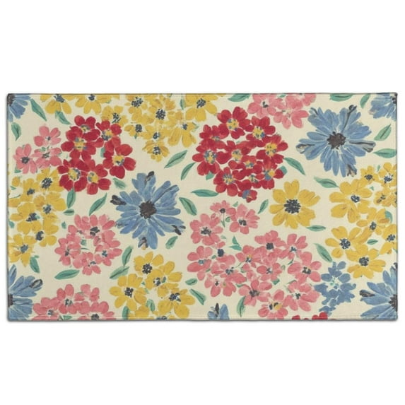 Pioneer Flower Floral Print Pattern Door Rugs,Washable Non Slip Door Mats Indoor,Decorative Door Mats,Entry Mat Indoor for Entrance,Bedroom,Kitchen,Bathroom,17"x30"