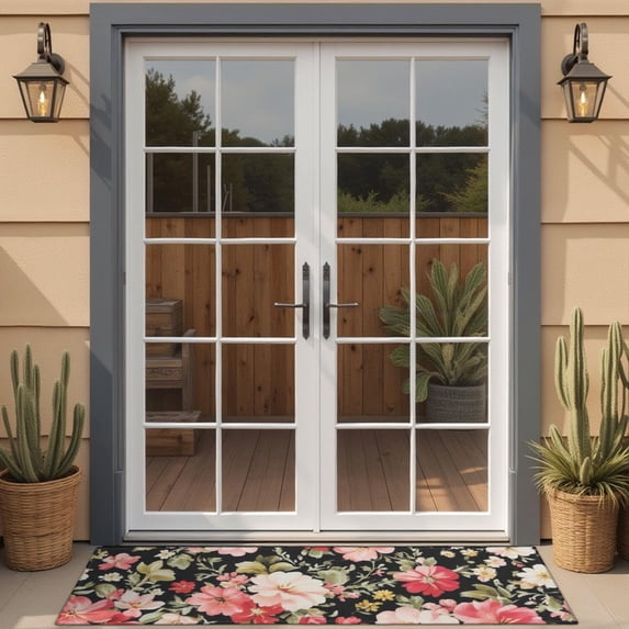 Pioneer Flower Floral Print Pattern Door Rugs,Washable Non Slip Door Mats Indoor,Decorative Door Mats,Entry Mat Indoor for Entrance,Bedroom,Kitchen,Bathroom,16"x47"