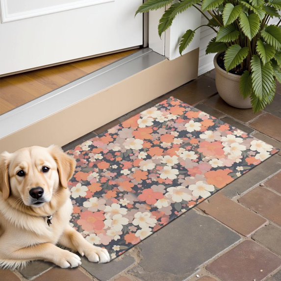 Pioneer Flower Floral Print Pattern Door Rugs,Washable Non Slip Door Mats Indoor,Decorative Door Mats,Entry Mat Indoor for Entrance,Bedroom,Kitchen,Bathroom,16"x24"