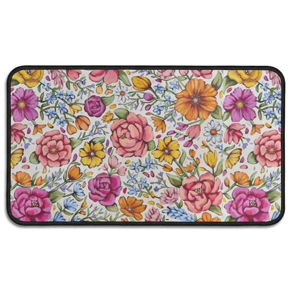 Pioneer Flower Floral Print Pattern Door Rugs,Washable Non Slip Door Mats Indoor,Decorative Door Mats,Entry Mat Indoor for Entrance,Bedroom,Kitchen,Bathroom,30"x17"