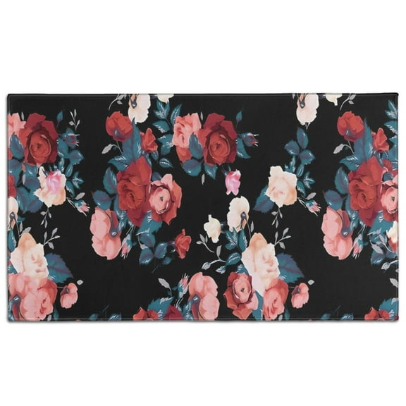 Pioneer Flower Floral Print Pattern Door Rugs,Washable Non Slip Door Mats Indoor,Decorative Door Mats,Entry Mat Indoor for Entrance,Bedroom,Kitchen,Bathroom,17"x30"