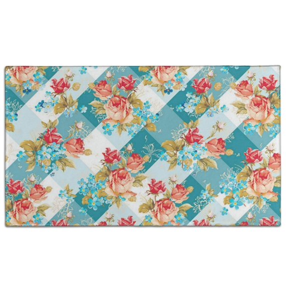 Pioneer Flower Floral Print Pattern Door Rugs,Washable Non Slip Door Mats Indoor,Decorative Door Mats,Entry Mat Indoor for Entrance,Bedroom,Kitchen,Bathroom,17"x30"