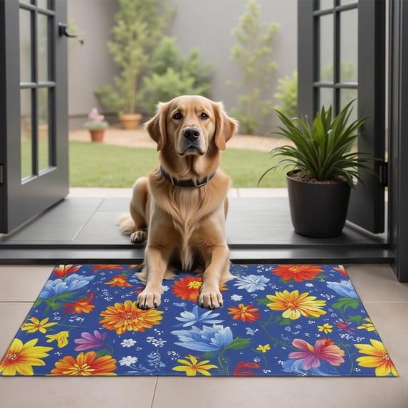 Pioneer Flower Floral Print Pattern Door Rugs,Washable Non Slip Door Mats Indoor,Decorative Door Mats,Entry Mat Indoor for Entrance,Bedroom,Kitchen,Bathroom,20"x32"