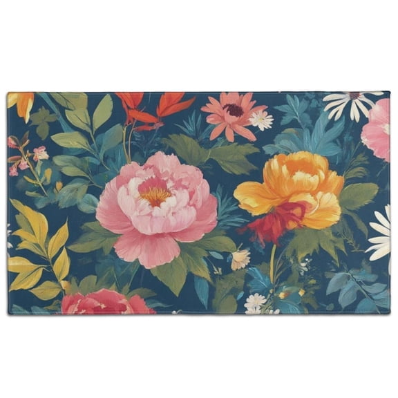 Pioneer Flower Floral Print Pattern Door Rugs,Washable Non Slip Door Mats Indoor,Decorative Door Mats,Entry Mat Indoor for Entrance,Bedroom,Kitchen,Bathroom,17"x30"