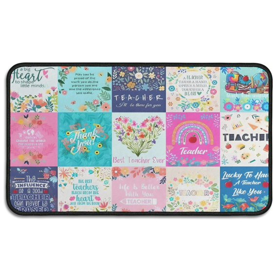 Pioneer Flower Floral Print Pattern Door Rugs,Washable Non Slip Door Mats Indoor,Decorative Door Mats,Entry Mat Indoor for Entrance,Bedroom,Kitchen,Bathroom,30"x17"