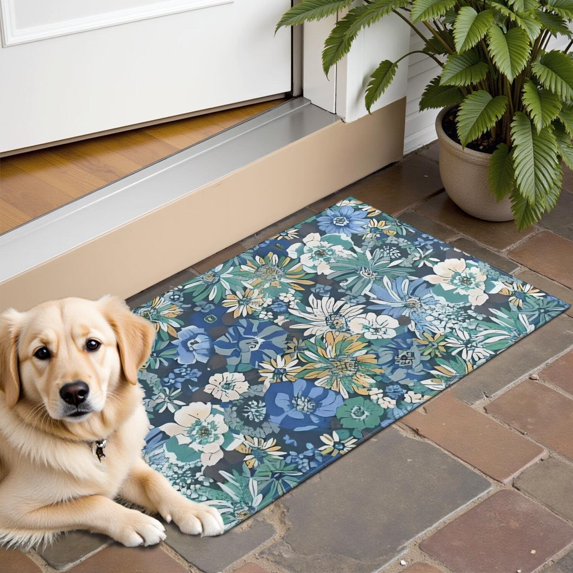 Pioneer Flower Floral Print Pattern Door Rugs,Washable Non Slip Door Mats Indoor,Decorative Door Mats,Entry Mat Indoor for Entrance,Bedroom,Kitchen,Bathroom,16"x24"