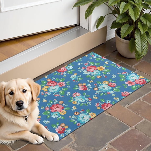 Pioneer Flower Floral Print Pattern Door Rugs,Washable Non Slip Door Mats Indoor,Decorative Door Mats,Entry Mat Indoor for Entrance,Bedroom,Kitchen,Bathroom,16"x24"