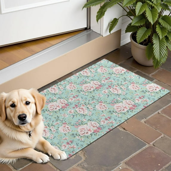 Pioneer Flower Floral Print Pattern Door Rugs,Washable Non Slip Door Mats Indoor,Decorative Door Mats,Entry Mat Indoor for Entrance,Bedroom,Kitchen,Bathroom,16"x24"