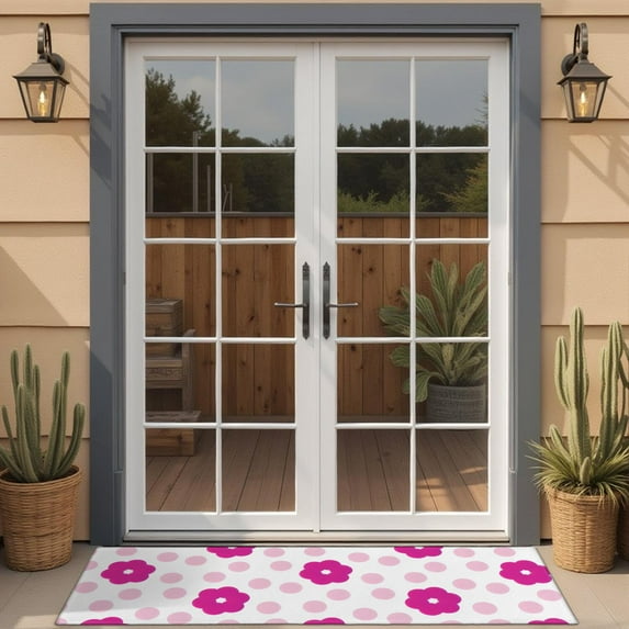 Pioneer Flower Floral Print Pattern Door Rugs,Washable Non Slip Door Mats Indoor,Decorative Door Mats,Entry Mat Indoor for Entrance,Bedroom,Kitchen,Bathroom,16"x47"