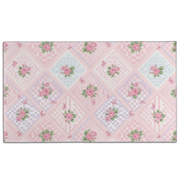 Pioneer Flower Floral Print Pattern Door Rugs,Washable Non Slip Door Mats Indoor,Decorative Door Mats,Entry Mat Indoor for Entrance,Bedroom,Kitchen,Bathroom,17"x30"