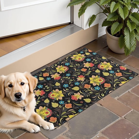 Pioneer Flower Floral Print Pattern Door Rugs,Washable Non Slip Door Mats Indoor,Decorative Door Mats,Entry Mat Indoor for Entrance,Bedroom,Kitchen,Bathroom,16"x24"