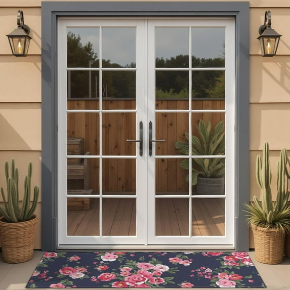 Pioneer Flower Floral Print Pattern Door Rugs,Washable Non Slip Door Mats Indoor,Decorative Door Mats,Entry Mat Indoor for Entrance,Bedroom,Kitchen,Bathroom,16"x47"