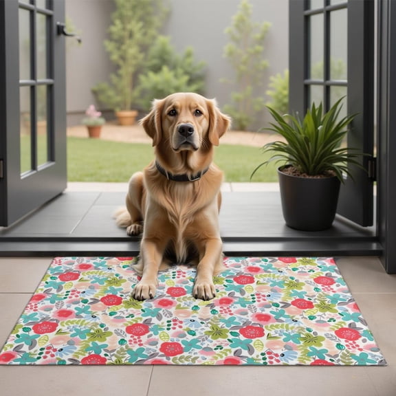 Pioneer Flower Floral Print Pattern Door Rugs,Washable Non Slip Door Mats Indoor,Decorative Door Mats,Entry Mat Indoor for Entrance,Bedroom,Kitchen,Bathroom,20"x32"