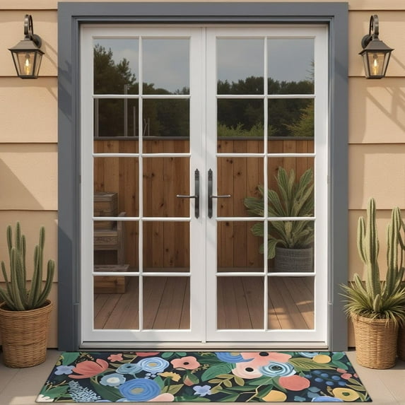 Pioneer Flower Floral Print Pattern Door Rugs,Washable Non Slip Door Mats Indoor,Decorative Door Mats,Entry Mat Indoor for Entrance,Bedroom,Kitchen,Bathroom,16"x47"