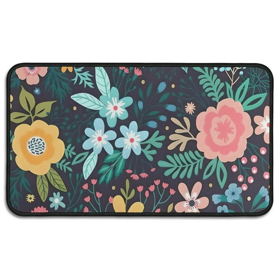 Pioneer Flower Floral Print Pattern Door Rugs,Washable Non Slip Door Mats Indoor,Decorative Door Mats,Entry Mat Indoor for Entrance,Bedroom,Kitchen,Bathroom,30"x17"
