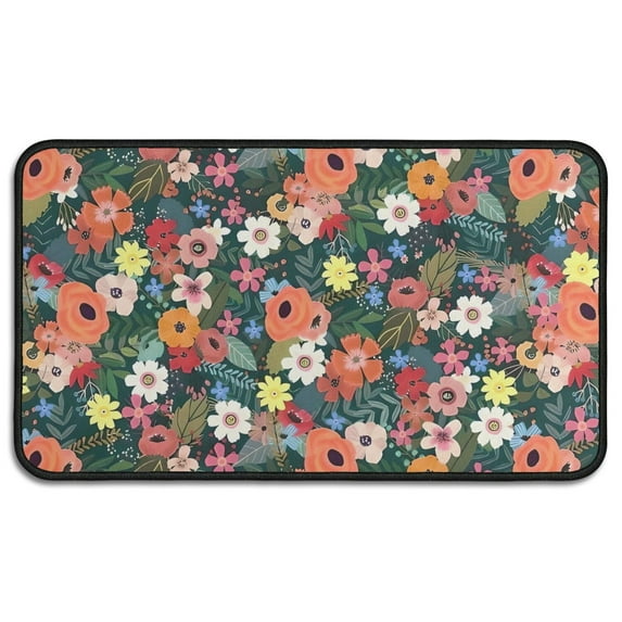 Pioneer Flower Floral Print Pattern Door Rugs,Washable Non Slip Door Mats Indoor,Decorative Door Mats,Entry Mat Indoor for Entrance,Bedroom,Kitchen,Bathroom,30"x17"