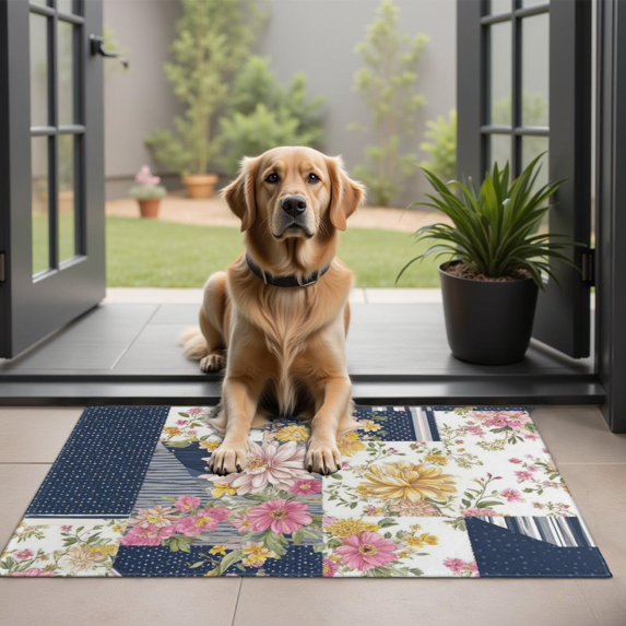 Pioneer Flower Floral Print Pattern Door Rugs,Washable Non Slip Door Mats Indoor,Decorative Door Mats,Entry Mat Indoor for Entrance,Bedroom,Kitchen,Bathroom,20"x32"