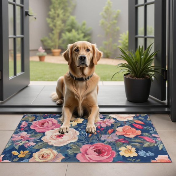 Pioneer Flower Floral Print Pattern Door Rugs,Washable Non Slip Door Mats Indoor,Decorative Door Mats,Entry Mat Indoor for Entrance,Bedroom,Kitchen,Bathroom,20"x32"