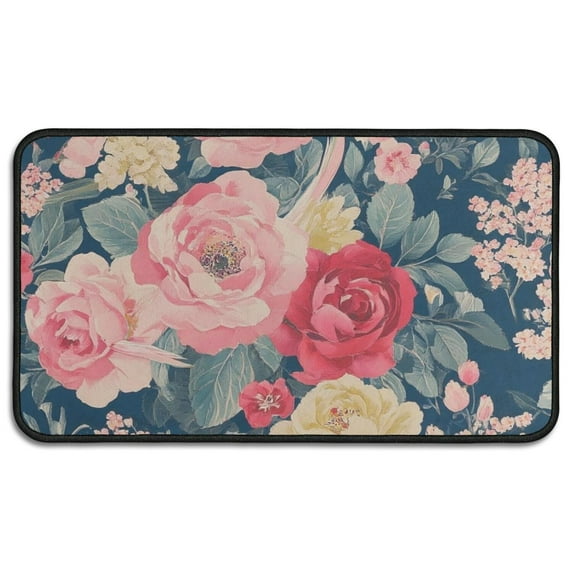 Pioneer Flower Floral Print Pattern Door Rugs,Washable Non Slip Door Mats Indoor,Decorative Door Mats,Entry Mat Indoor for Entrance,Bedroom,Kitchen,Bathroom,30"x17"