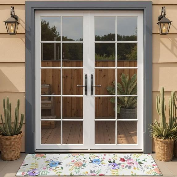 Pioneer Flower Floral Print Pattern Door Rugs,Washable Non Slip Door Mats Indoor,Decorative Door Mats,Entry Mat Indoor for Entrance,Bedroom,Kitchen,Bathroom,16"x47"