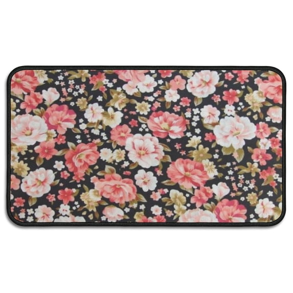 Pioneer Flower Floral Print Pattern Door Rugs,Washable Non Slip Door Mats Indoor,Decorative Door Mats,Entry Mat Indoor for Entrance,Bedroom,Kitchen,Bathroom,30"x17"
