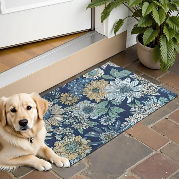 Pioneer Flower Floral Print Pattern Door Rugs,Washable Non Slip Door Mats Indoor,Decorative Door Mats,Entry Mat Indoor for Entrance,Bedroom,Kitchen,Bathroom,16"x24"
