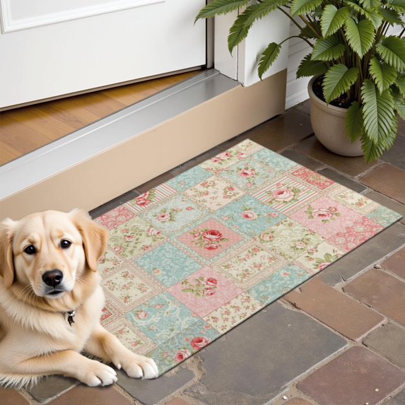Pioneer Flower Floral Print Pattern Door Rugs,Washable Non Slip Door Mats Indoor,Decorative Door Mats,Entry Mat Indoor for Entrance,Bedroom,Kitchen,Bathroom,16"x24"