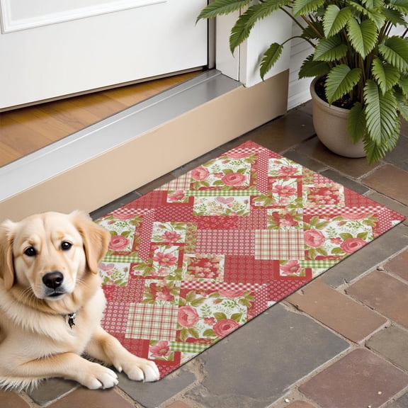Pioneer Flower Floral Print Pattern Door Rugs,Washable Non Slip Door Mats Indoor,Decorative Door Mats,Entry Mat Indoor for Entrance,Bedroom,Kitchen,Bathroom,16"x24"