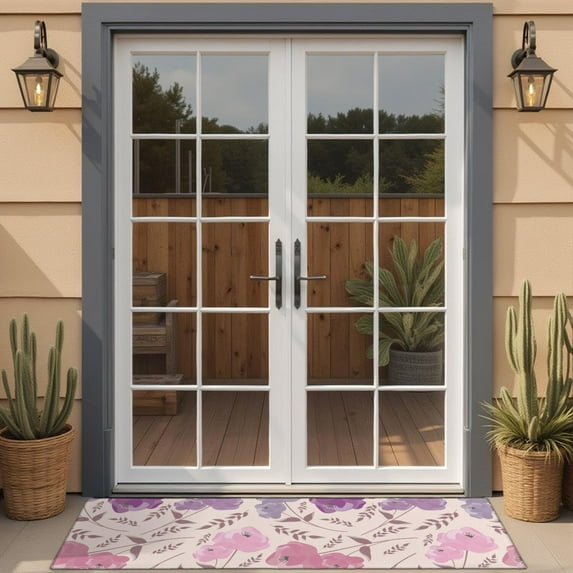 Pioneer Flower Floral Print Pattern Door Rugs,Washable Non Slip Door Mats Indoor,Decorative Door Mats,Entry Mat Indoor for Entrance,Bedroom,Kitchen,Bathroom,16"x47"