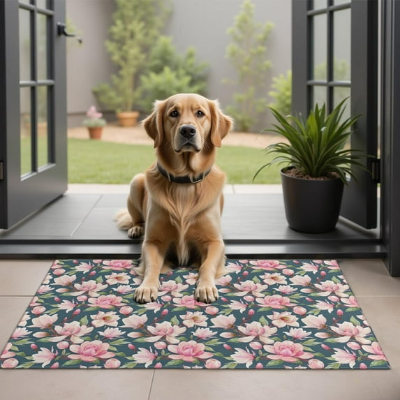 Pioneer Flower Floral Print Pattern Door Rugs,Washable Non Slip Door Mats Indoor,Decorative Door Mats,Entry Mat Indoor for Entrance,Bedroom,Kitchen,Bathroom,20"x32"