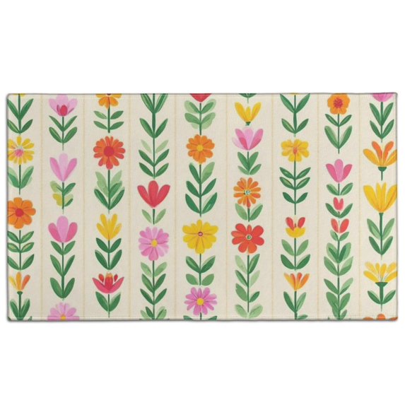 Pioneer Flower Floral Print Pattern Door Rugs,Washable Non Slip Door Mats Indoor,Decorative Door Mats,Entry Mat Indoor for Entrance,Bedroom,Kitchen,Bathroom,17"x30"
