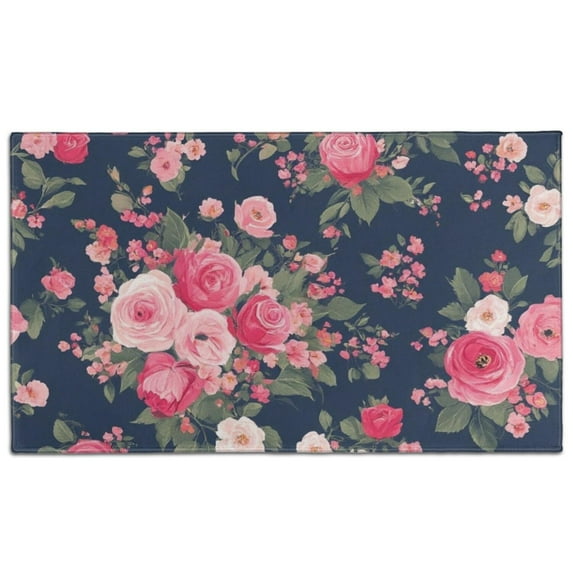 Pioneer Flower Floral Print Pattern Door Rugs,Washable Non Slip Door Mats Indoor,Decorative Door Mats,Entry Mat Indoor for Entrance,Bedroom,Kitchen,Bathroom,17"x30"